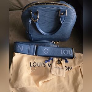 Louis Vuitton Alma BB Epi Blue Leather With Denim Interior